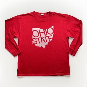 Vintage Keya Ohio State Shirt Mens XL Red Long Sleeve Made In USA Crew Neck 90s